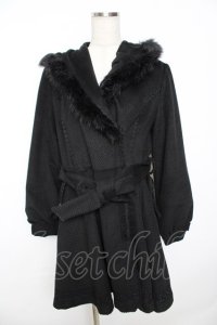 axes femme / 裾レース使いフード付きコート M 黒 Y-25-11-22-218-AX-CO-SZ-ZI