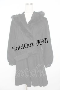 axes femme / 裾レース使いフード付きコート M 黒 Y-25-11-22-218-AX-CO-SZ-ZI