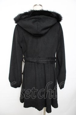 画像2: axes femme / 裾レース使いフード付きコート M 黒 Y-25-11-22-218-AX-CO-SZ-ZY