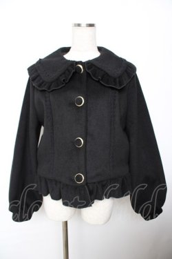 画像1: axes femme kawaii / バックフリルショートコート  黒 Y-25-11-22-220-AX-CO-SZ-ZY