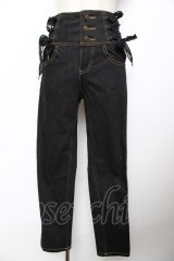 axes femme POETIQUE / ハイウエストレースアップパンツ S 黒 Y-25-11-22-230-AX-PA-SZ-ZY