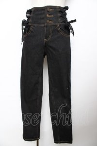 axes femme POETIQUE / ハイウエストレースアップパンツ S 黒 Y-25-11-22-230-AX-PA-SZ-ZY