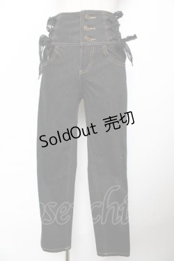 画像1: axes femme POETIQUE / ハイウエストレースアップパンツ S 黒 Y-25-11-22-230-AX-PA-SZ-ZI