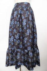 axes femme Nostalgic / 配色ローズ柄ロングスカート F 黒 Y-25-11-22-238-LO-SK-SZ-ZI