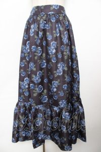 axes femme Nostalgic / 配色ローズ柄ロングスカート F 黒 Y-25-11-22-238-LO-SK-SZ-ZI