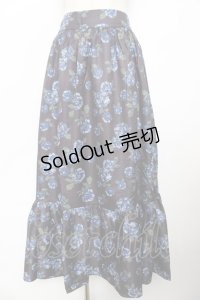 axes femme Nostalgic / 配色ローズ柄ロングスカート F 黒 Y-25-11-22-238-LO-SK-SZ-ZI