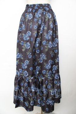 画像2: axes femme Nostalgic / 配色ローズ柄ロングスカート F 黒 Y-25-11-22-238-LO-SK-SZ-ZY