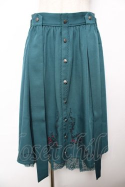 画像1: axes femme POETIQUE / フリュイ・コンフィ刺繍スカート M グリーン Y-25-11-22-239-AX-SK-SZ-ZY