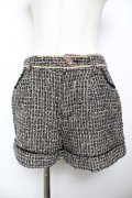 axes femme / ツイードショートパンツ M 黒 Y-25-11-22-240-AX-PA-SZ-ZY