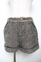 axes femme / ツイードショートパンツ M 黒 Y-25-11-22-240-AX-PA-SZ-ZI