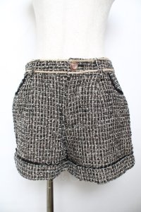 axes femme / ツイードショートパンツ M 黒 Y-25-11-22-240-AX-PA-SZ-ZI