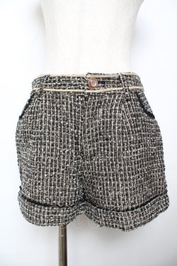 画像1: axes femme / ツイードショートパンツ M 黒 Y-25-11-22-240-AX-PA-SZ-ZY