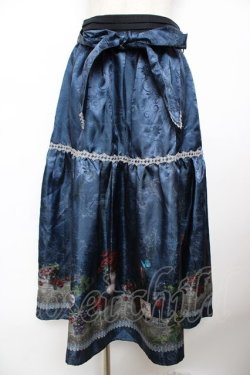 画像1: axes femme / ワイン柄スカート F 紺 Y-25-11-22-243-AX-SK-SZ-ZY