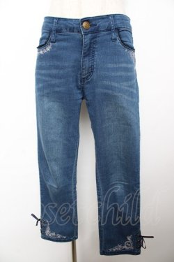 画像1: axes femme / ちょうちょ刺繍デニムパギンス L ウォッシュ Y-25-11-22-248-AX-PA-SZ-ZY