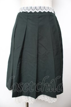 画像1: axes femme / プリーツミドルスカート M グリーン Y-25-11-22-252-AX-SK-SZ-ZY