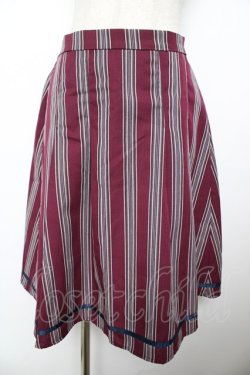 画像1: axes femme POETIQUE / グログランテープレジメンタルフレアスカート M ワイン Y-25-11-22-256-AX-SK-SZ-ZY