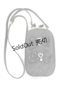 Rojita / ハートビジューリボンマルチミニショルダー  黒 Y-25-11-22-030-LO-BG-SZ-ZT487