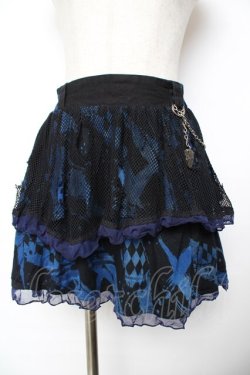 画像1: h.ANARCHY / メッシュ重ねptスカート  青×黒 Y-25-11-22-266-HN-SK-SZ-ZY