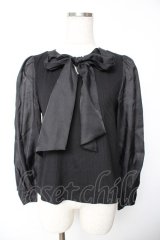 evelyn / タイ付きカットソー  黒 Y-25-11-24-043-LO-TO-SZ-ZY