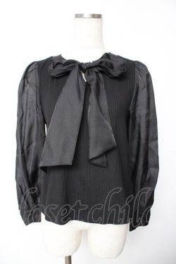 画像1: evelyn / タイ付きカットソー  黒 Y-25-11-24-043-LO-TO-SZ-ZY