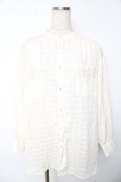 画像1: axes femme / シアーチェックロングシャツ M 生成り Y-25-11-24-044-AX-BL-SZ-ZY