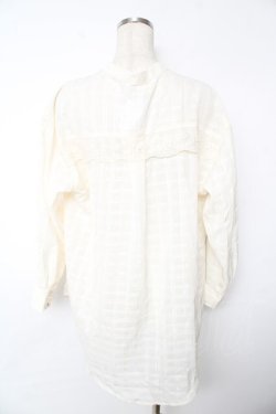 画像2: axes femme / シアーチェックロングシャツ M 生成り Y-25-11-24-044-AX-BL-SZ-ZY