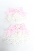 Angelic Pretty / ギンガムチェックRibbonレースカフス  ピンク Y-25-11-24-006-AP-ZA-SZ-ZY