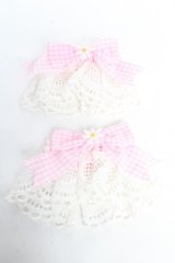 Angelic Pretty / ギンガムチェックRibbonレースカフス  ピンク Y-25-11-24-006-AP-ZA-SZ-ZY