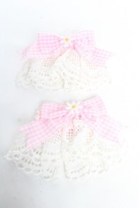 Angelic Pretty / ギンガムチェックRibbonレースカフス  ピンク Y-25-11-24-006-AP-ZA-SZ-ZY