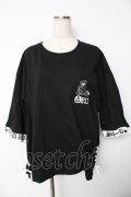 Amilige / MELT BearレースアップTシャツ F ブラック Y-25-11-24-056-PU-TO-SZ-ZY