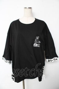 Amilige / MELT BearレースアップTシャツ F ブラック Y-25-11-24-056-PU-TO-SZ-ZY