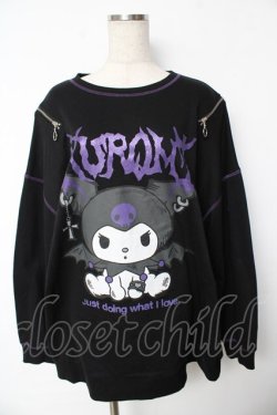 画像1: サンリオ / KUROMI 肩ZIP ロンＴ L ブラック Y-25-11-24-057-EL-TS-SZ-ZY