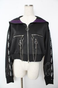 Amilige / セーラーカラーフロントZIPジャージ F ブラック×パープル Y-25-11-24-062-PU-TO-SZ-ZY