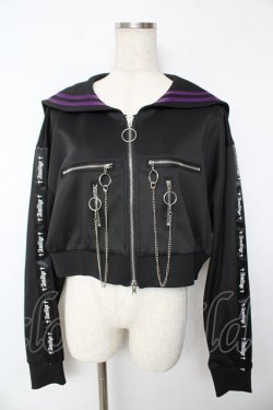 画像1: Amilige / セーラーカラーフロントZIPジャージ F ブラック×パープル Y-25-11-24-062-PU-TO-SZ-ZY