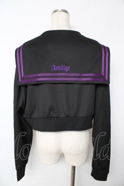 画像2: Amilige / セーラーカラーフロントZIPジャージ F ブラック×パープル Y-25-11-24-062-PU-TO-SZ-ZY