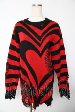 画像1: KILL STAR / Libi Sweater XS ブラック×レッド Y-25-11-24-064-SL-TO-SZ-ZY