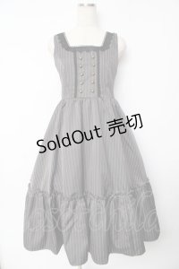 m petit by misako / TT*AOKストライプジャンパースカート M 灰 Y-25-11-24-073-LO-OP-SZ-ZY