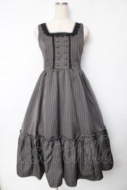 画像1: m petit by misako / TT*AOKストライプジャンパースカート M 灰 Y-25-11-24-073-LO-OP-SZ-ZY