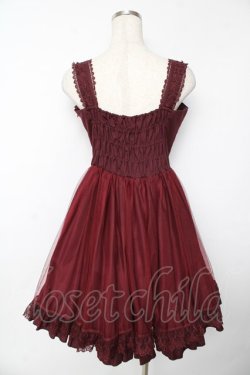 画像2: Vallee lys / アゲラタムチュールジャンパースカート  ワイン Y-25-11-24-085-GO-OP-SZ-ZY