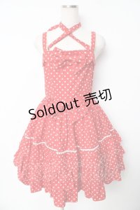 BABY, THE STARS SHINE BRIGHT / ドット・フリルジャンパースカート  赤 Y-25-11-24-086-BA-OP-SZ-ZY