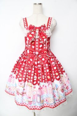 画像1: Angelic Pretty / Diner Dollジャンパースカート  赤 Y-25-11-24-090-AP-OP-SZ-ZY