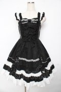 Angelic Pretty / Sweetフリルジャンパースカート  黒×白 Y-25-11-24-094-AP-OP-SZ-ZY