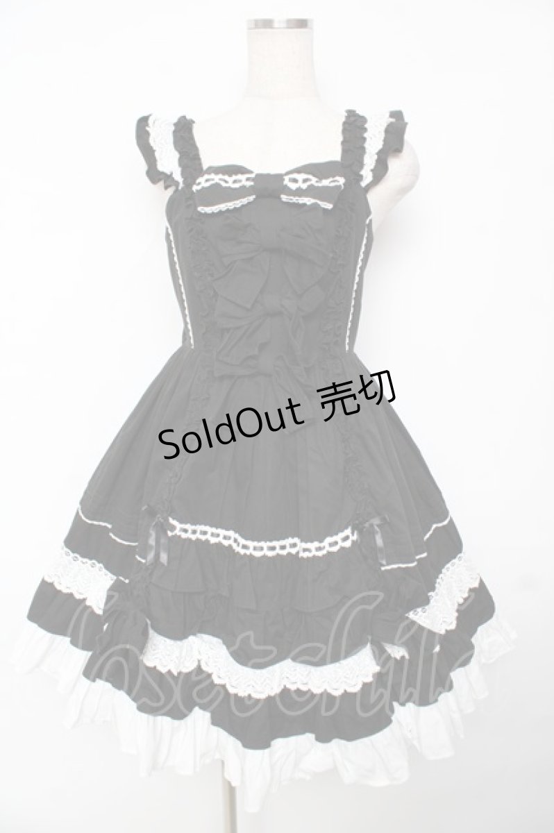 画像1: Angelic Pretty / Sweetフリルジャンパースカート  黒×白 Y-25-11-24-094-AP-OP-SZ-ZS (1)