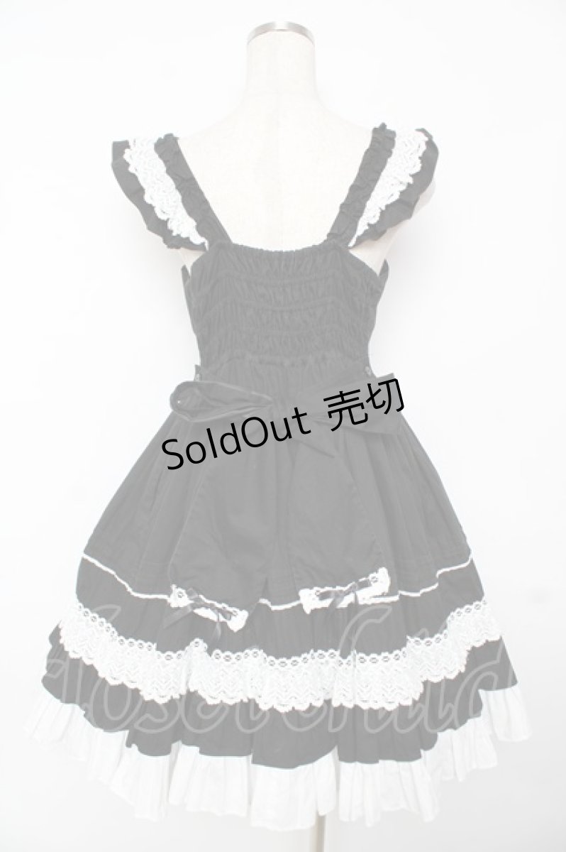 画像2: Angelic Pretty / Sweetフリルジャンパースカート  黒×白 Y-25-11-24-094-AP-OP-SZ-ZS (2)