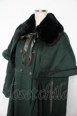 画像3: axes femme POETIQUE / ファー襟付きケープロングコート  グリーン Y-25-11-24-098-AX-CO-AS-ZY