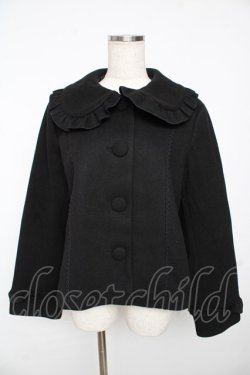 画像1: axes femme kawaii / フリルカラーショートコート M 黒 Y-25-11-24-103-AX-CO-SZ-ZY