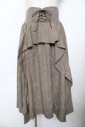 axes femme / チェック柄フリルスカート M 茶 Y-25-11-24-110-AX-SK-SZ-ZY