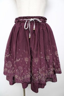 画像1: axes femme / 夜空刺繍スカート  ワイン Y-25-11-24-115-AX-SK-SZ-ZY