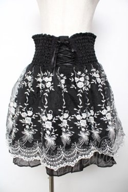 画像1: axes femme / オーガンジー刺繍ハイウエストスカート  黒 Y-25-11-24-116-AX-SK-SZ-ZY