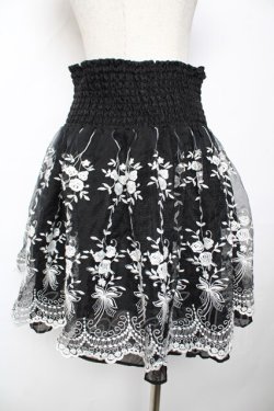 画像2: axes femme / オーガンジー刺繍ハイウエストスカート  黒 Y-25-11-24-116-AX-SK-SZ-ZY